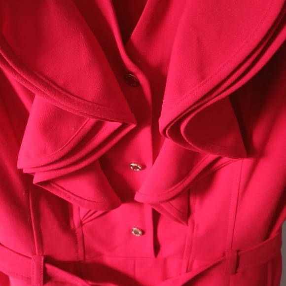 Calvin Klein Women's Size 4 Dress Knee Length Ruffle Belted Button Up Pleated - Picture 7 of 16